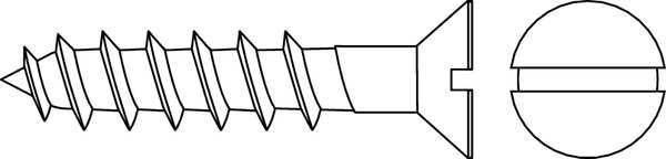 Wood Screw, #12, 3/4 in, Zinc Plated Steel Flat Head Slotted Drive, 100 PK