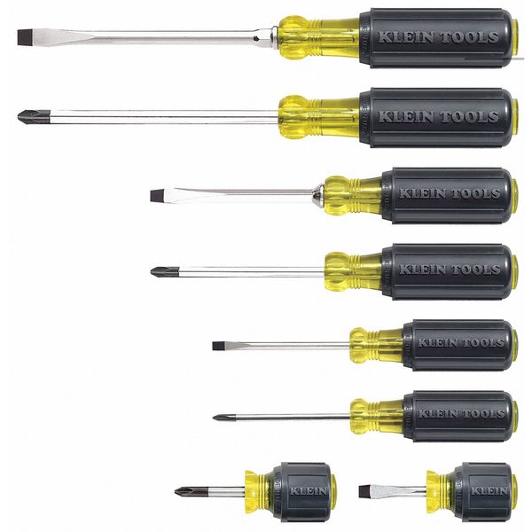 Screwdriver Set, General Purpose, Multi-Application, Ergonomic Grip, Black/Yellow, 8-Piece