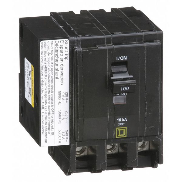 Miniature Circuit Breaker, 100 A, 120/240V AC, 3 Pole, Plug In Mounting Style, QO Series