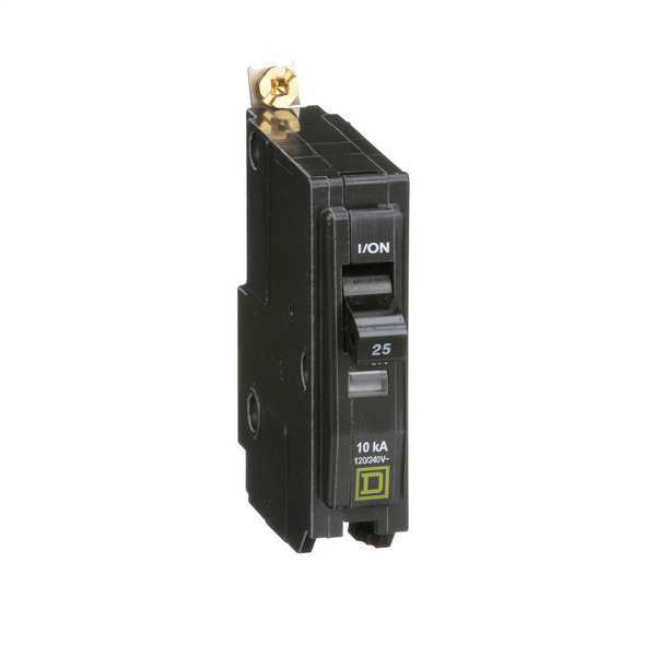 Miniature Circuit Breaker, 25 A, 120/240V AC, 1 Pole, Bolt On Mounting Style, QOB Series