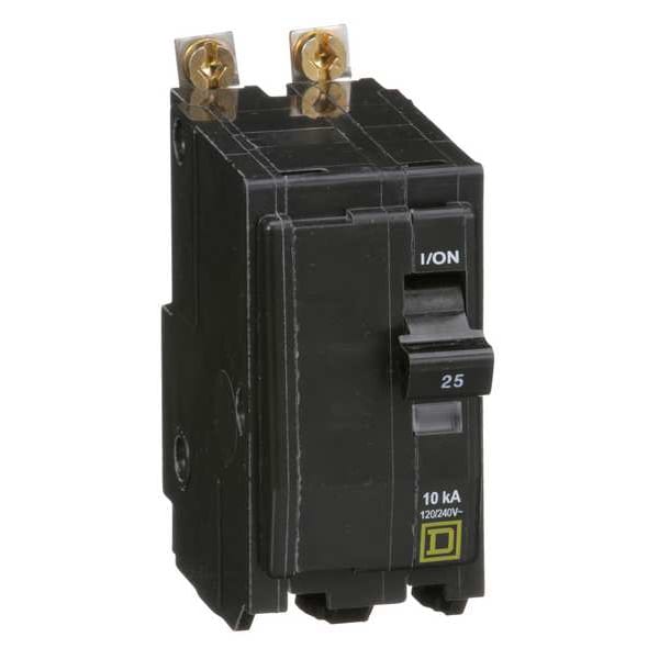 Miniature Circuit Breaker, 25 A, 120/240V AC, 2 Pole, Bolt On Mounting Style, QOB Series