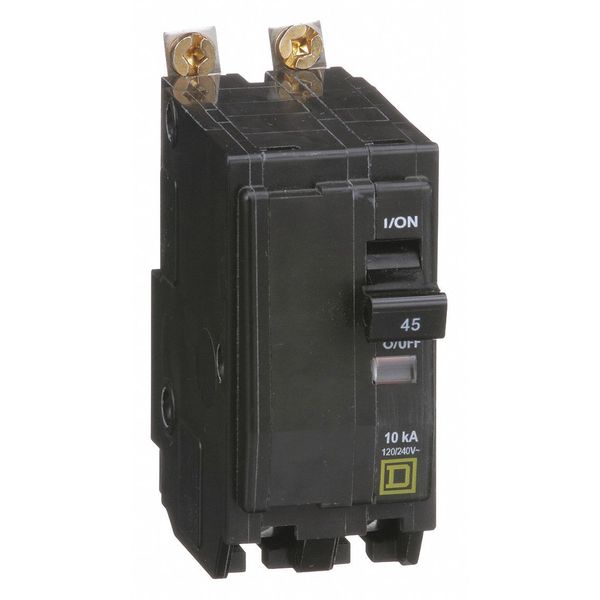 Miniature Circuit Breaker, 45 A, 120/240V AC, 2 Pole, Bolt On Mounting Style, QOB Series