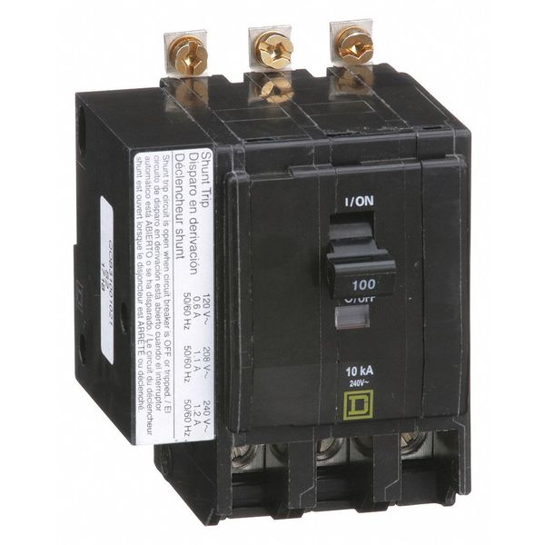 Miniature Circuit Breaker, 100 A, 120/240V AC, 3 Pole, Bolt On Mounting Style, QOB Series