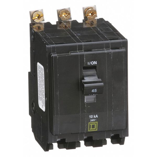 Miniature Circuit Breaker, 45 A, 120/240V AC, 3 Pole, Bolt On Mounting Style, QOB Series