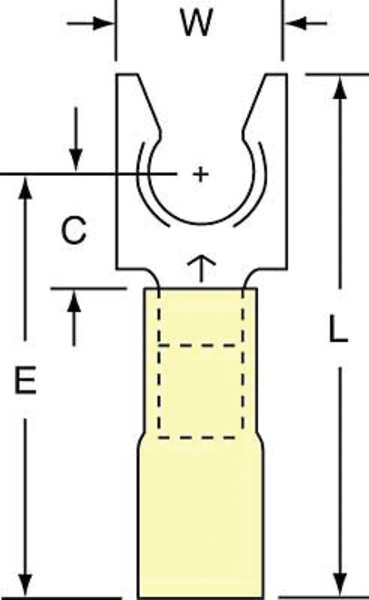 12-10 AWG Heat-Shrink Locking Fork Terminal 1/4