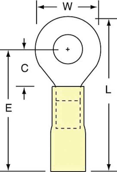 12-10 AWG Heat-Shrink Ring Terminal 1/4