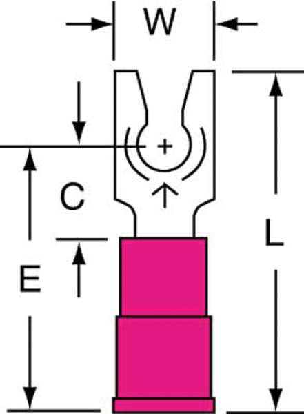 22-18 AWG Vinyl Locking Fork Terminal #6 Stud PK1000
