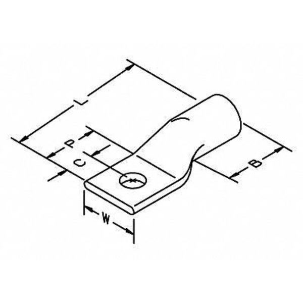 One Hole Lug Compress Conct, 6 AWG, PK50