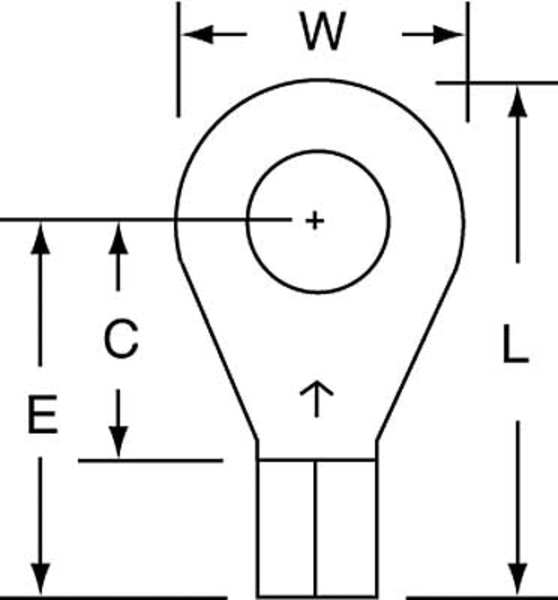 12-10 AWG Non-Insulated Ring Terminal 1/4