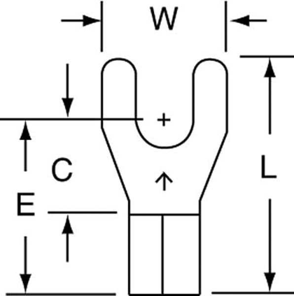 12-10 AWG Non-Insulated Fork Terminal #10 Stud PK500