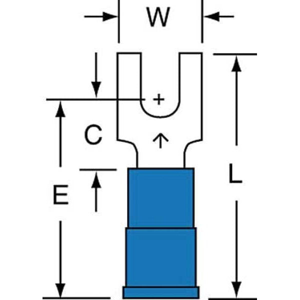 16-14 AWG Nylon Block Fork Terminal #6 Stud PK1000