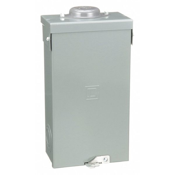 Circuit Breaker Enclosure, 2 Spaces, 100 A, Surface Mount, Outdoor Use, NEMA 3R, Steel, Enamel, Gray