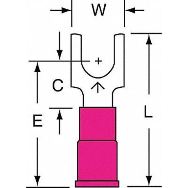 22-18 AWG Vinyl Block Fork Terminal #10 Stud PK25