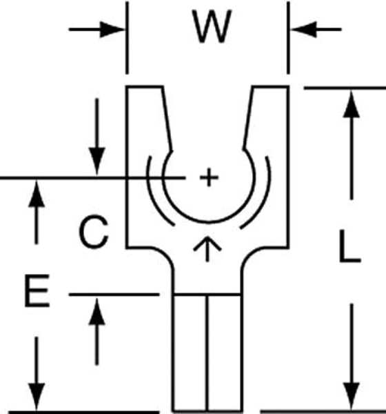 22-18 AWG Non-Insulated Locking Fork Terminal #10 Stud PK1000