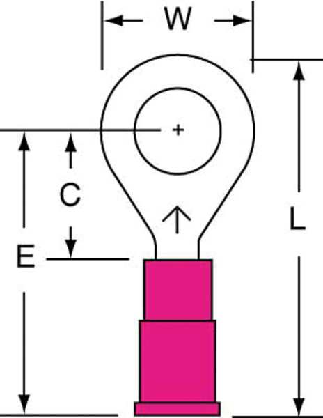 22-18 AWG Vinyl Ring Terminal 1/4