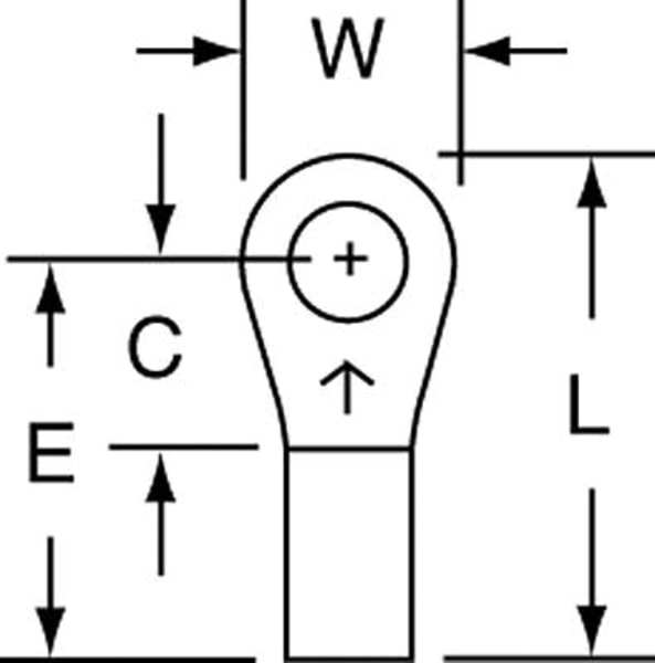 16-14 AWG Non-Insulated Ring Terminal #6 Stud PK1000
