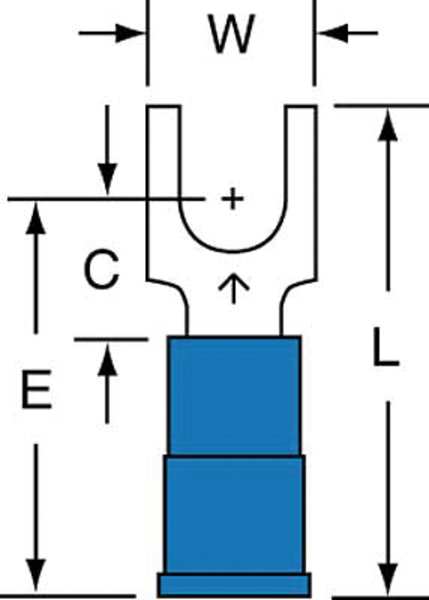 16-14 AWG Nylon Block Fork Terminal #10 Stud PK1000