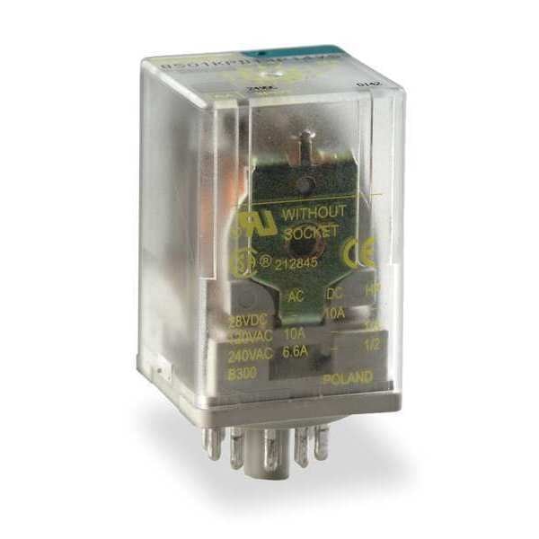 General Purpose Relay, 12V DC Coil Volts, Octal, 8 Pin, DPDT