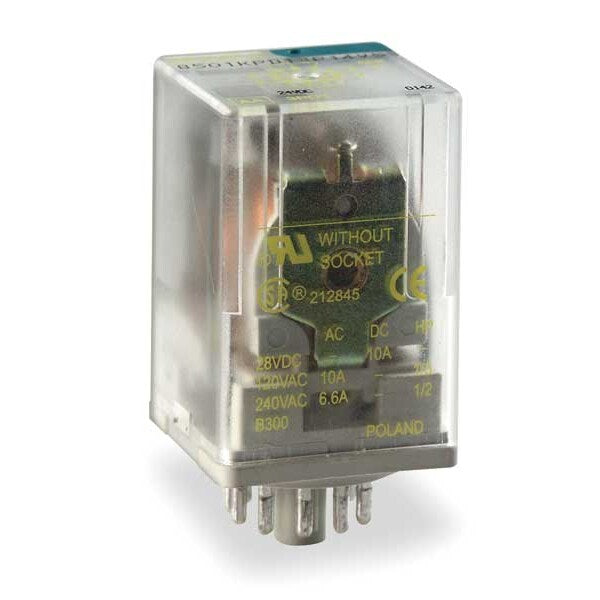 General Purpose Relay, 24V AC Coil Volts, Octal, 8 Pin, DPDT