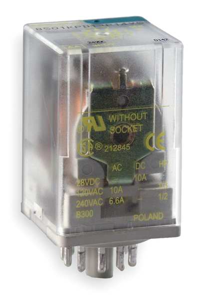 General Purpose Relay, 24V DC Coil Volts, Octal, 11 Pin, 3PDT
