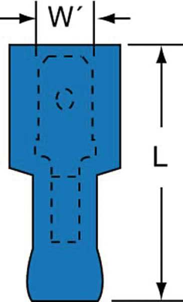 Male Disconnect, Blue, 16-14AWG, PK1000