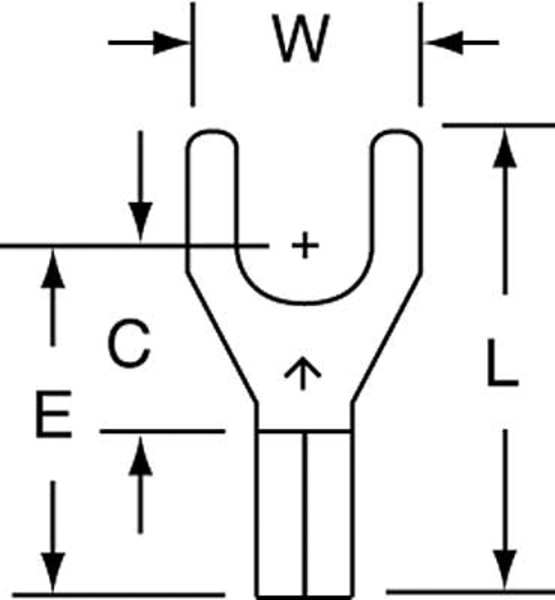 16-14 AWG Non-Insulated Fork Terminal #10 Stud PK1000