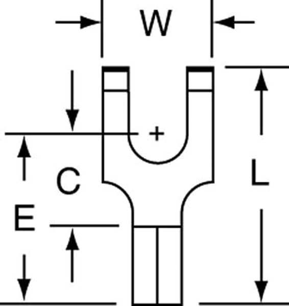 22-18 AWG Non-Insulated Block Fork Terminal #6 Stud PK1000