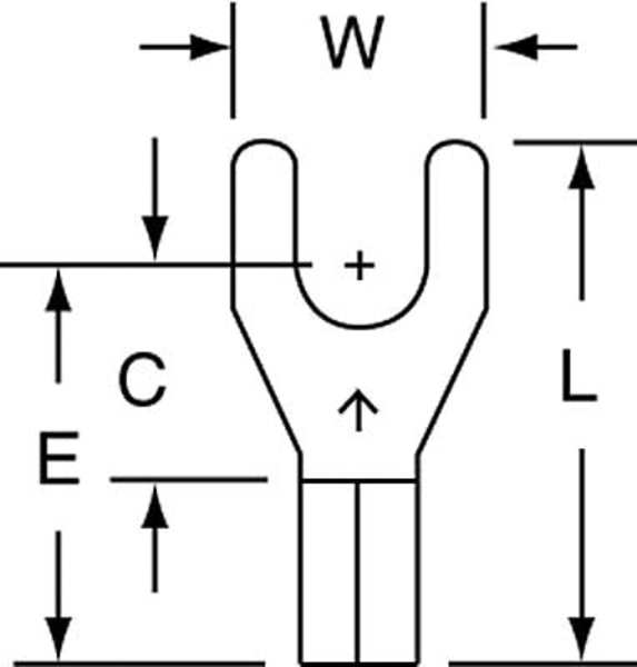 16-14 AWG Non-Insulated Fork Terminal #10 Stud PK1000
