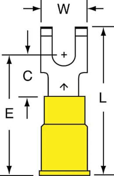 12-10 AWG Nylon Block Fork Terminal #10 Stud PK500
