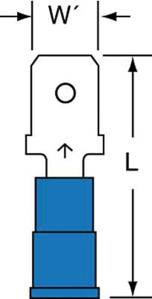 Male Disconnect, Blue, 16 to 14 AWG, PK1000