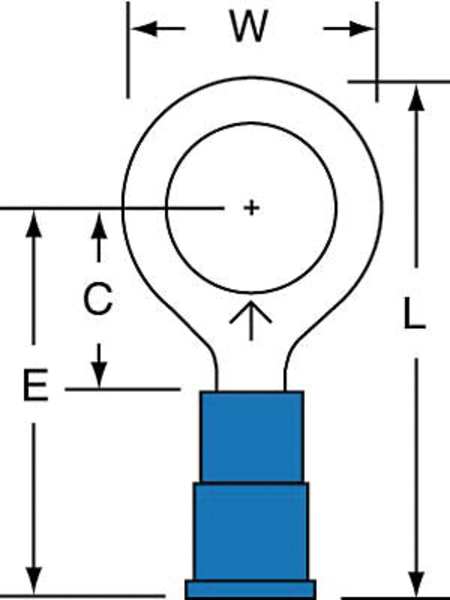 16-14 AWG Vinyl Ring Terminal 3/8