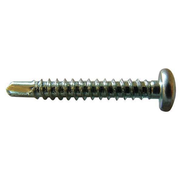 Self-Drilling Screw, #12 x 1 in, Zinc Plated Steel Pan Head Phillips Drive, 100 PK
