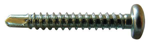 Self-Drilling Screw, #10 x 1/2 in, Zinc Plated Steel Pan Head Phillips Drive, 100 PK