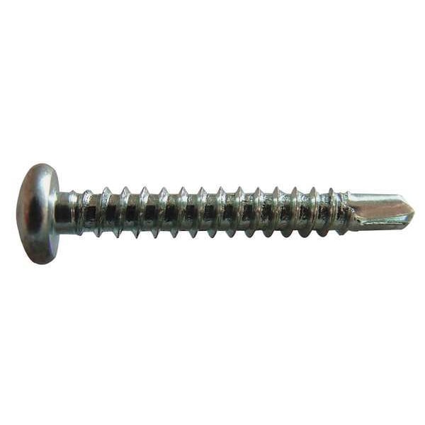 Self-Drilling Screw, #12 x 1 in, Zinc Plated Steel Pan Head Phillips Drive, 100 PK