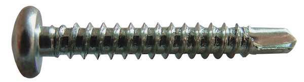 Self-Drilling Screw, #10 x 5/8 in, Zinc Plated Steel Pan Head Phillips Drive, 100 PK
