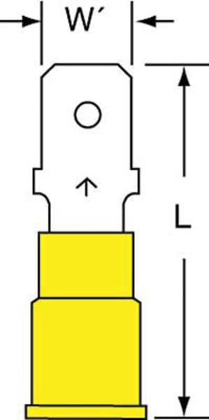 Male Disconnect, Yellow, 12-10AWG, PK500
