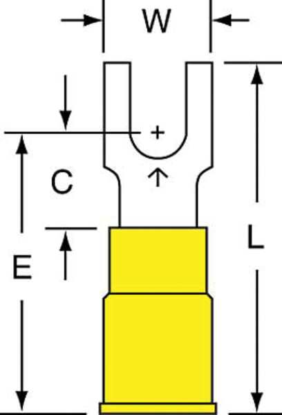 12-10 AWG Nylon Block Fork Terminal #8 Stud PK500