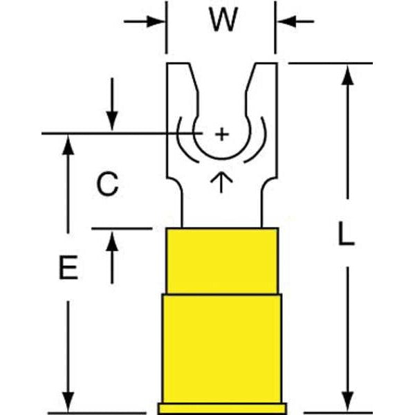 12-10 AWG Nylon Locking Fork Terminal #8 Stud PK500