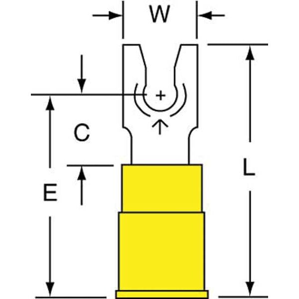 12-10 AWG Nylon Locking Fork Terminal #6 Stud PK500