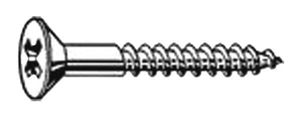 Wood Screw, #6, 1/2 in, Plain 18-8 Stainless Steel Flat Head Phillips Drive, 100 PK