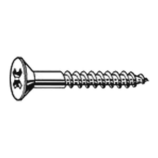 Wood Screw, #12, 1-1/2 in, Plain 18-8 Stainless Steel Flat Head Phillips Drive, 100 PK