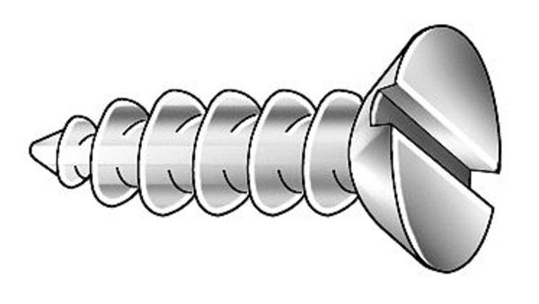Wood Screw, #6, 1-1/4 in, Zinc Plated Steel Flat Head Slotted Drive, 100 PK
