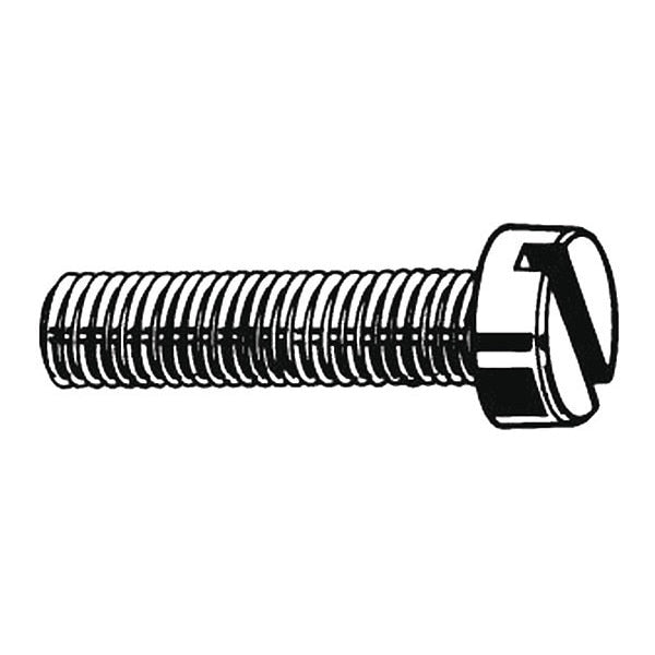 #6-32 x 1/2 in Slotted Pan Machine Screw, Plain 18-8 Stainless Steel, 100 PK