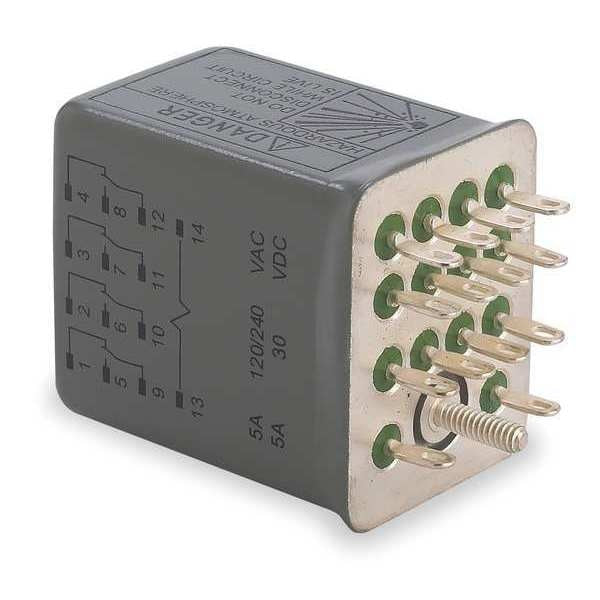 Hermetically Sealed Relay, 120V AC Coil Volts, Square, 14 Pin, 4PDT