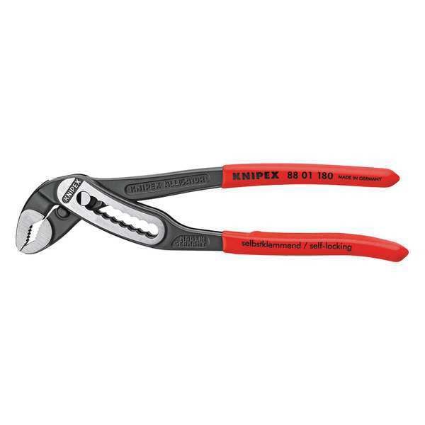 7 1/4 in V-Jaw Water Pump Plier Serrated, Plastic Grip