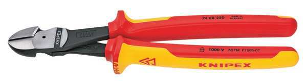 10 in 74 High Leverage Diagonal Cutting Plier Standard Cut Oval Nose Insulated