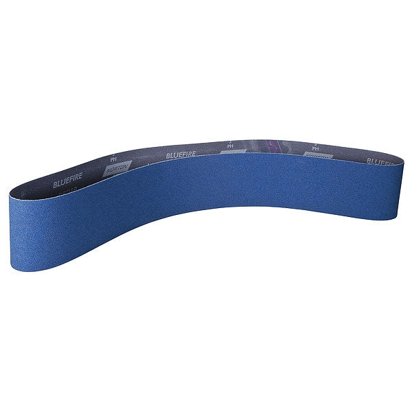 Sanding Belt, Coated, 2 in W, 72 in L, 40 Grit, Coarse, Zirconia Alumina, R821P BlueFire, Blue