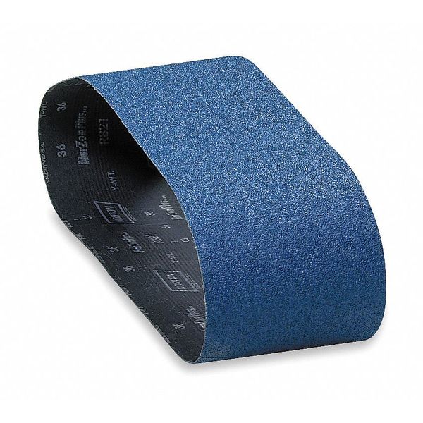 Sanding Belt, Coated, 6 in W, 48 in L, 36 Grit, Extra Coarse, Zirconia Alumina, R821P BlueFire