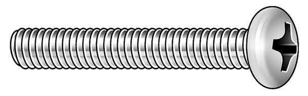 #10-32 x 7/8 in Phillips Round Machine Screw, Zinc Plated Steel, 100 PK