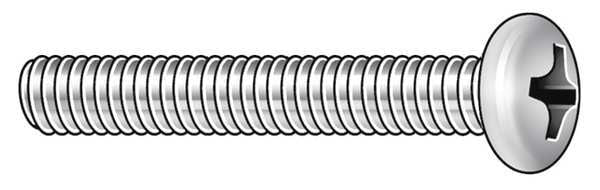 #2-56 x 3/8 in Phillips Round Machine Screw, Zinc Plated Steel, 100 PK